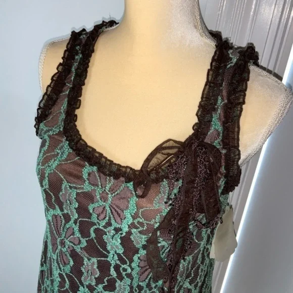 Altar’d State NWT Mint Green and Brown Lace Sleeveless Dress with Bow Size Small - Picture 2 of 11